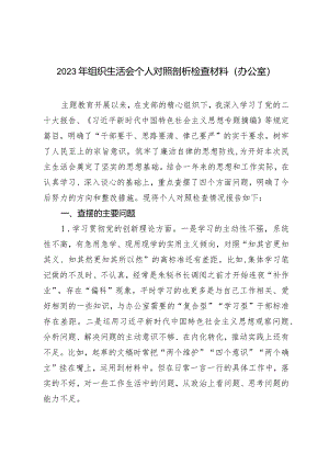办公室2023年组织生活会个人对照剖析检查材料.docx