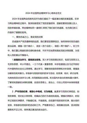 2024年全国两会精神学习心得体会范文研讨发言材料.docx