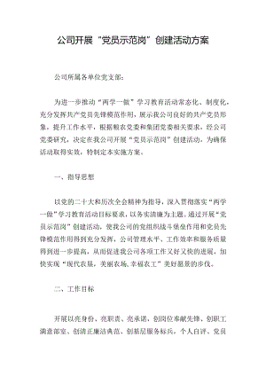 公司开展“党员示范岗”创建活动方案.docx