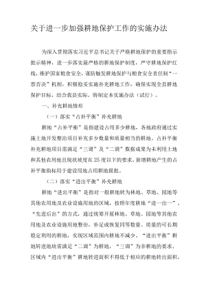关于进一步加强耕地保护工作的实施办法.docx