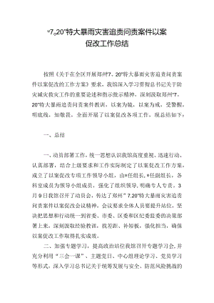 “720”特大暴雨灾害追责问责案件以案促改工作总结.docx