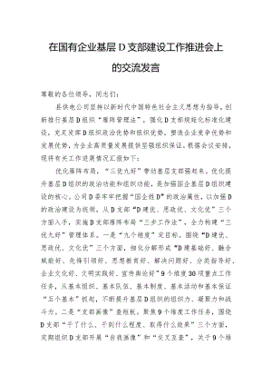 在国有企业基层党支部建设工作推进会上的交流发言.docx