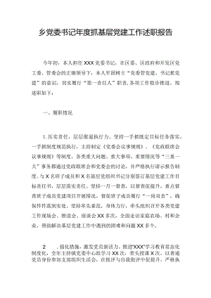 乡党委书记年度抓基层党建工作述职报告.docx