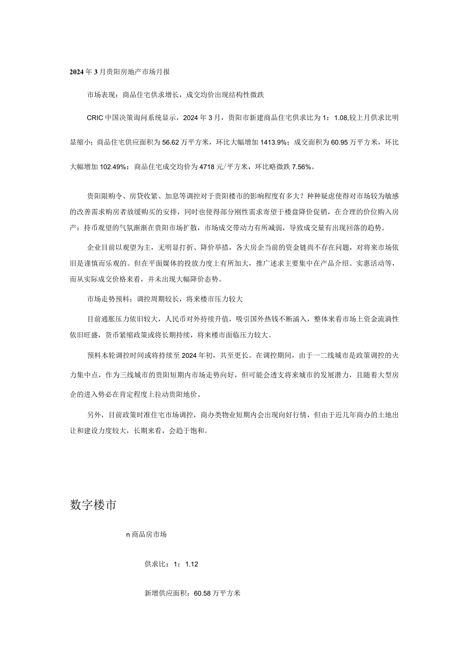 2024年3月贵阳房地产市场月报(易居).docx_第1页