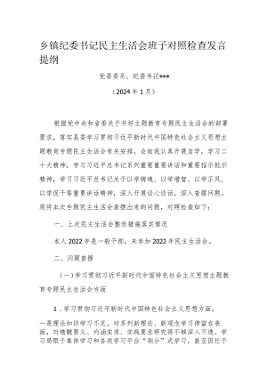 乡镇纪委书记民主生活会班子对照检查发言提纲.docx