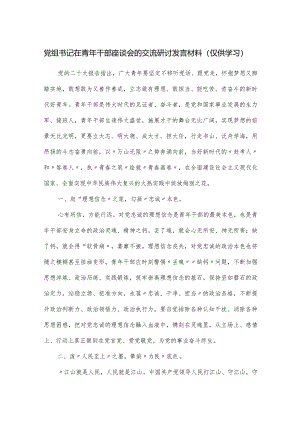 党组书记在青年干部座谈会的交流研讨发言材料.docx