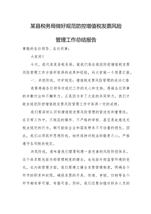 某县税务局做好规范防控增值税发票风险管理工作总结报告.docx