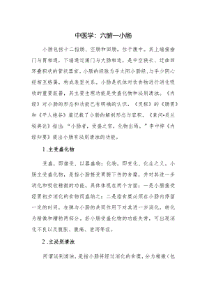中医学：六腑--小肠.docx