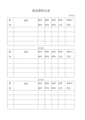 幼儿园食品留样记录.docx