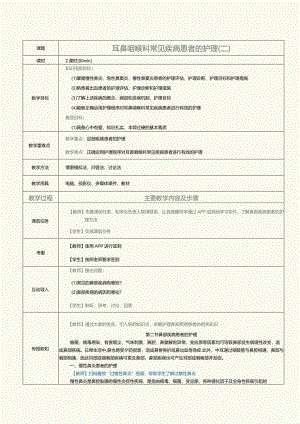 《眼耳鼻咽喉口腔科护理学》教案第12课耳鼻咽喉科常见疾病患者的护理（二）.docx