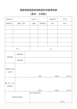 县教育系统政府采购项目申报审批表(中小学校).docx