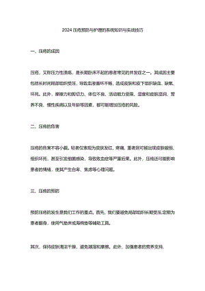 2024压疮预防与护理的系统知识与实战技巧.docx