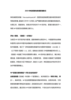 2024神经病理性疼痛管理要点.docx