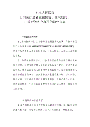 日间医疗患者在住院前、住院期间、出院后等各个环节的诊疗内容.docx