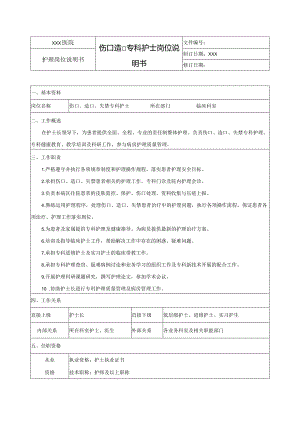 伤口造口专科护士岗位说明书.docx