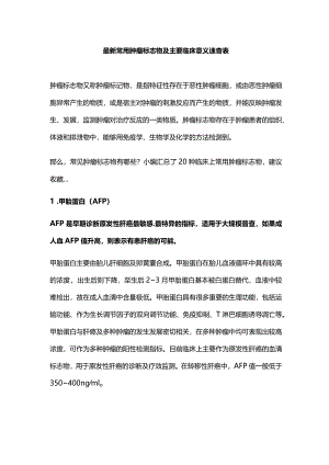 最新常用肿瘤标志物及主要临床意义速查表.docx
