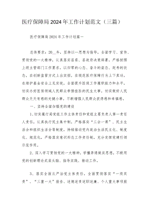 医疗保障局2024年工作计划范文（三篇）.docx