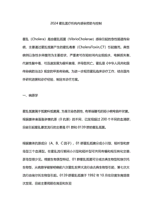 2024霍乱医疗机构内感染预防与控制.docx
