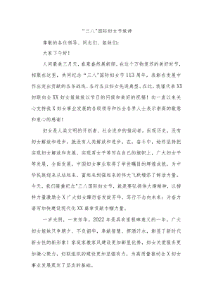 三八国际妇女节致辞.docx