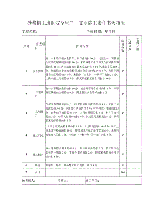 砂浆机工班组安全生产、文明施工责任书考核表.docx