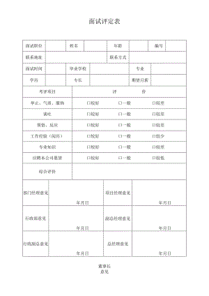 物业公司面试表评定表.docx