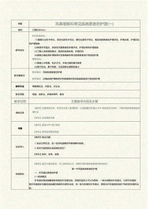 《眼耳鼻咽喉口腔科护理学》教案第11课耳鼻咽喉科常见疾病患者的护理（一）.docx