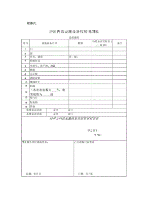 房屋内部设施设备收房明细表.docx