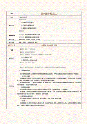 《酒水服务与酒吧管理》教案第2课酒水服务概述（二）.docx