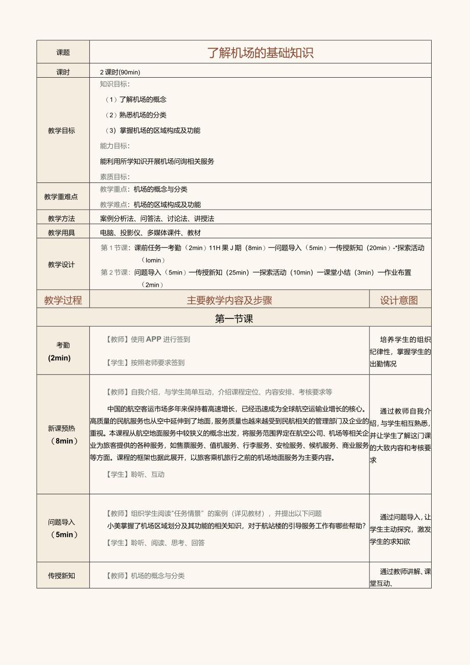 《民航地面服务与管理》教案第1课了解机场的基础知识.docx_第2页