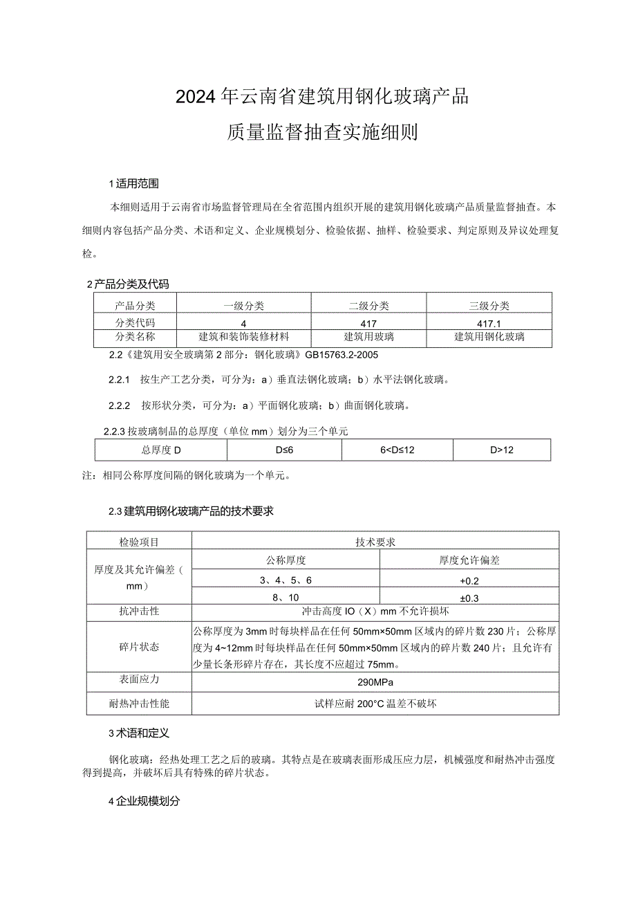 11.2024年云南省建筑用钢化玻璃监督抽查实施细则.docx_第1页