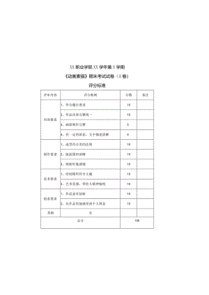 动画素描期末试卷及评分标准4套.docx