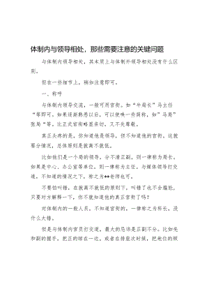 体制内与领导相处那些需要注意的关键问题【】.docx