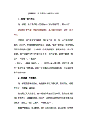 亮瞎眼的10个高雅小众的作文标题.docx