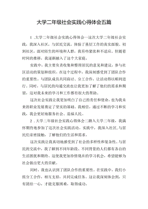 大学二年级社会实践心得体会五篇.docx