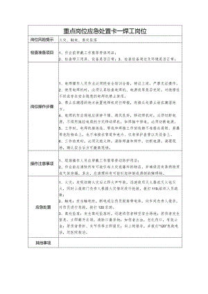 重点岗位应急处置卡（焊工岗位）.docx