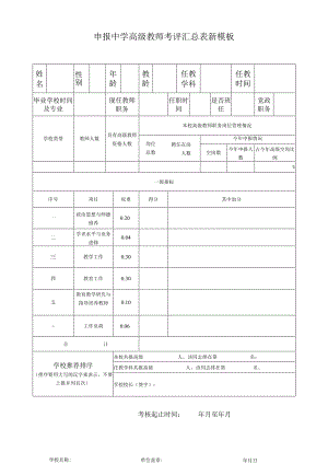 申报中学高级教师考评汇总表新模板.docx