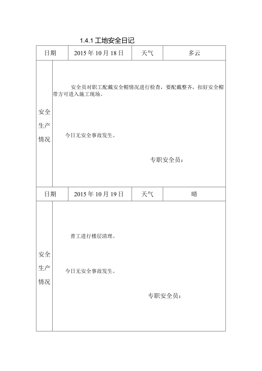 [施工资料]工地安全日记(31).docx_第1页