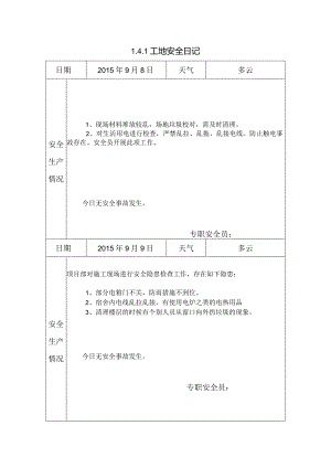 [施工资料]工地安全日记(15).docx