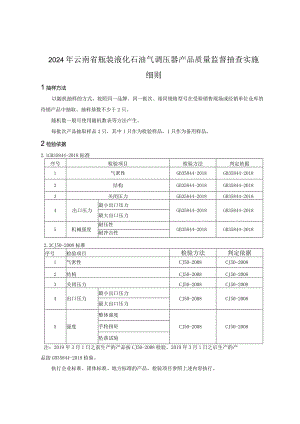 23.2024年云南省瓶装液化石油气调压器产品质量监督抽查实施细则.docx