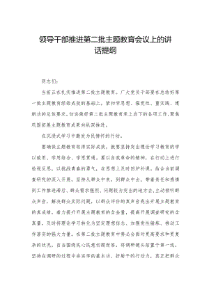 领导干部推进第二批主题教育会议上的讲话提纲.docx