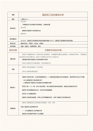《酒店人力资源管理》教案第9课酒店员工培训需求分析.docx