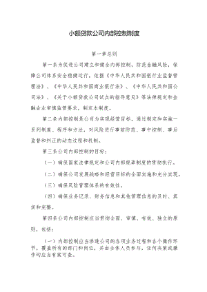 小额贷款公司内部控制制度.docx