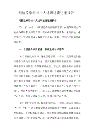 纪检监察组长个人述职述责述廉报告.docx