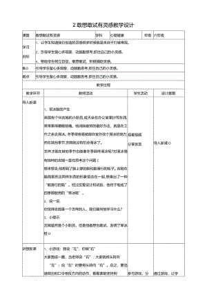 2敢想敢试有灵感教学设计教科版心理健康六年级下册.docx