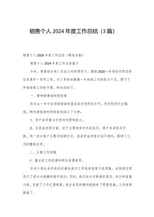 销售个人2024年度工作总结（3篇）.docx