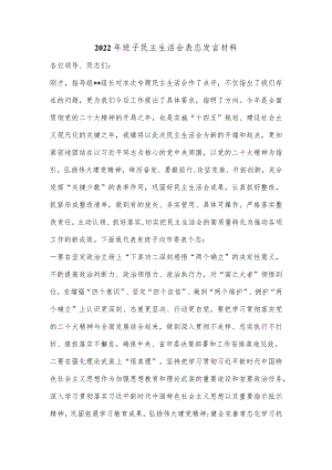 2022年班子民主生活会表态发言材料【】.docx