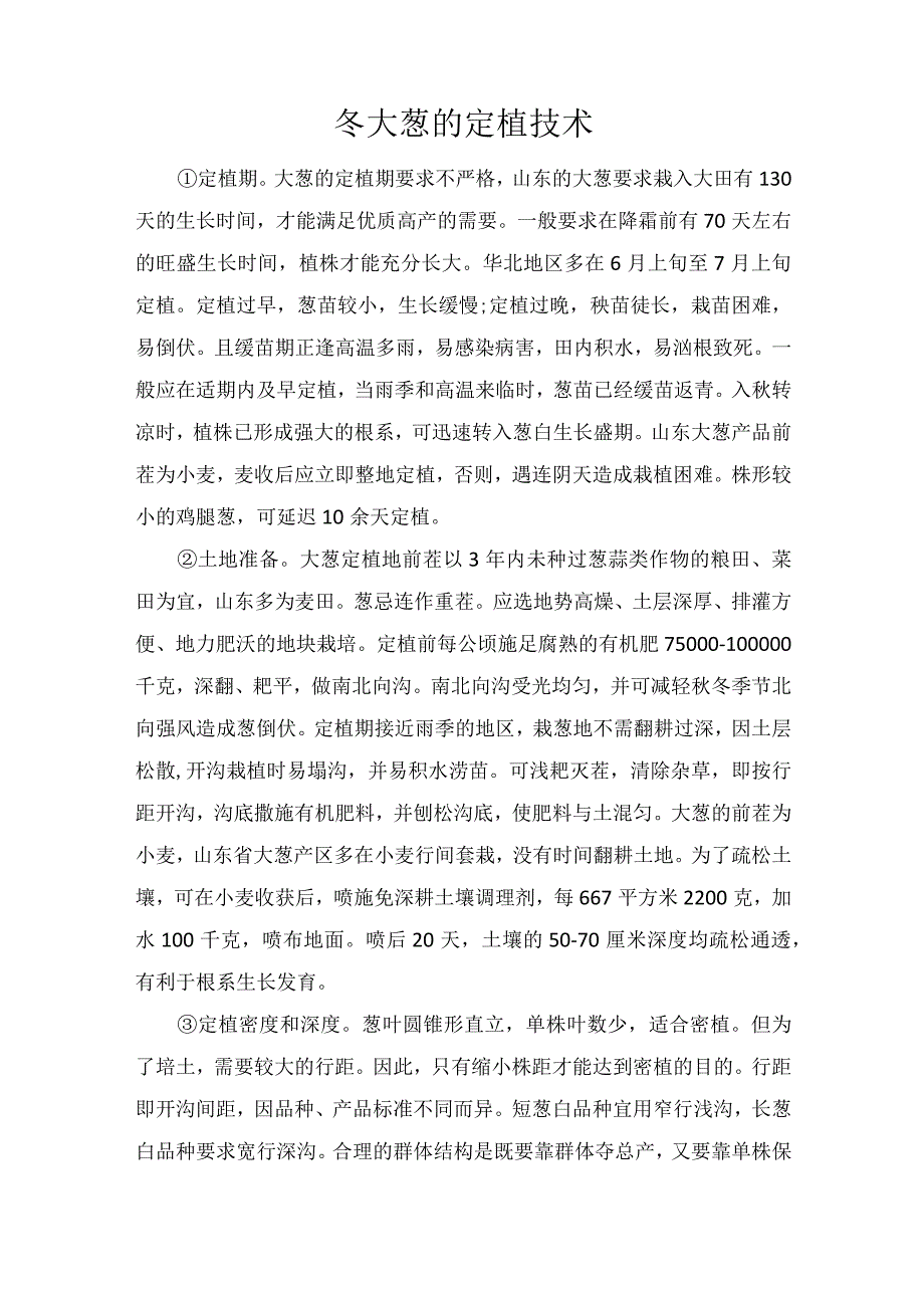 冬大葱的定植技术.docx_第1页