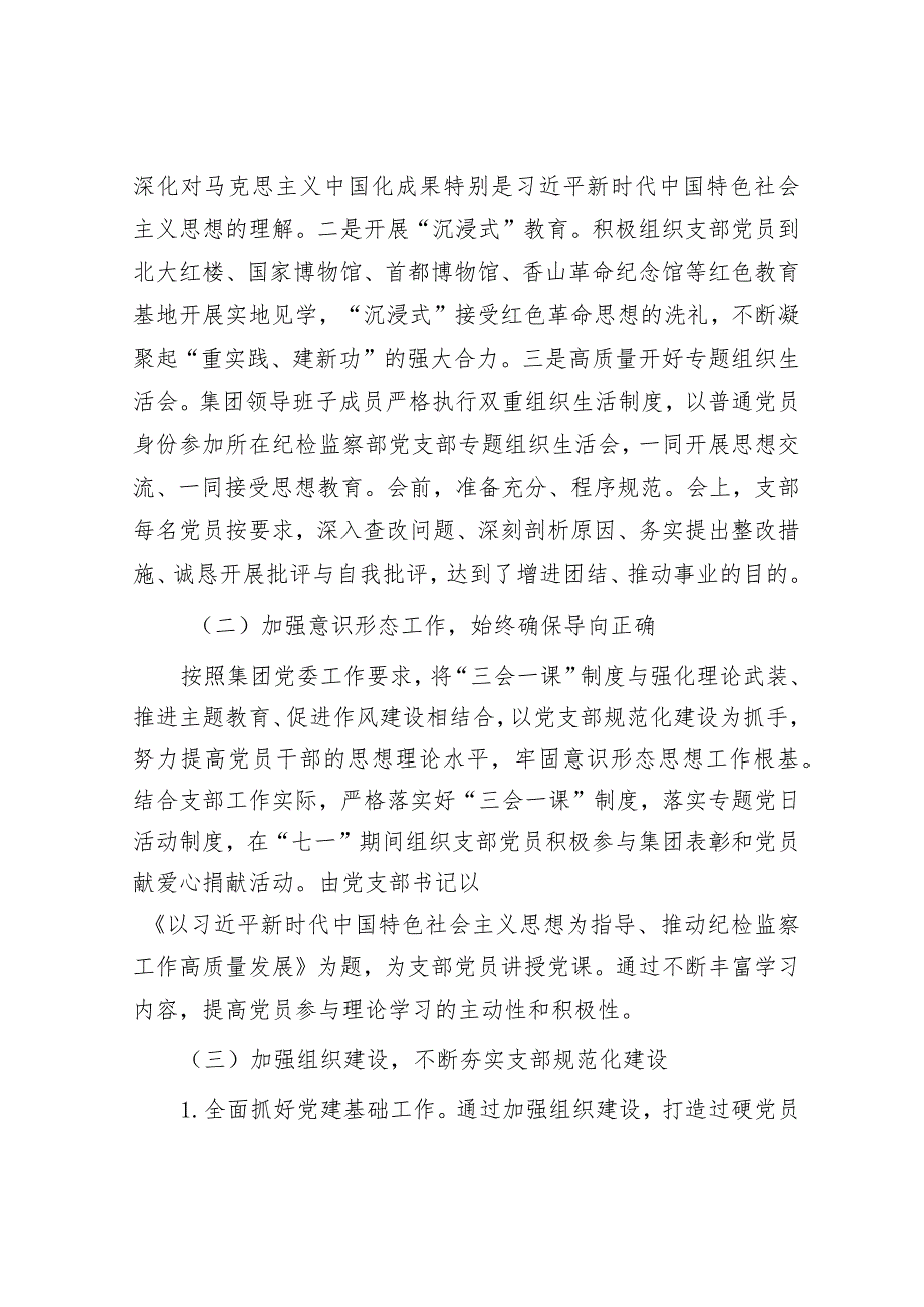 国企纪检监察部党支部全面从严治党（党建）工作报告.docx_第2页