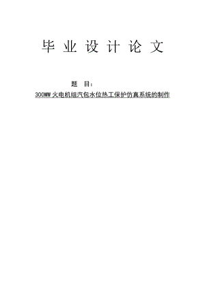300MW火电机组汽包水位热工保护仿真系统的制作毕业设计论文.doc