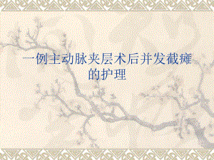 一例主动脉夹层术后并发截瘫的护理.ppt